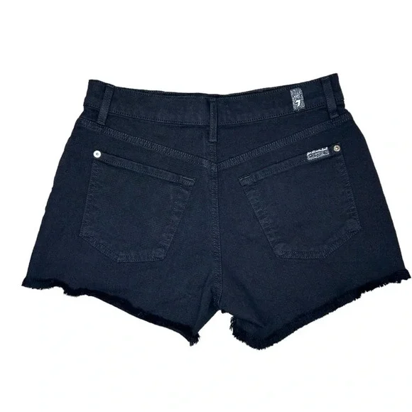 7 FOR ALL MANKIND Women’s Broken Twill Cut Off Short Black Size 28 - Picture 3 of 16